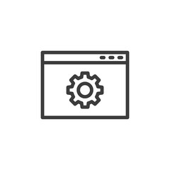 Web browser page with settings symbol