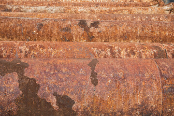 A rusty on oil pipeline