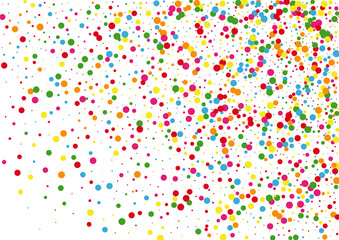 Yellow Dot Template Background. Confetti Colorful Texture. Orange Carnival Round. Red Falling Circle Illustration.