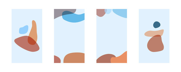 Abstract minimalist trendy style overlay shapes composition for social media, stories template, decoration, postcard, package or cover design. Vector illustration. 