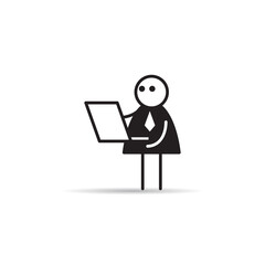 businessman standing and working on laptop icon