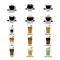 Beverage menu for use in beverage shops Or coffee shop