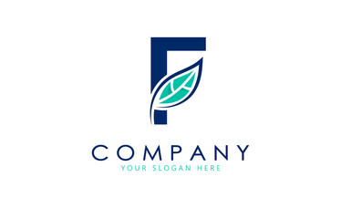 F Letter logo with leaf. Creative logo design.