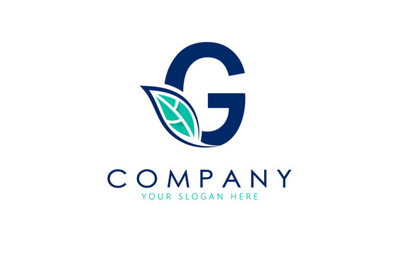 Letter G logo with leaf. Creative logo design.