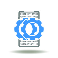 Smartphone with gears mechanism vector illustration. API Integration symbol.