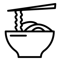 Korean noodle bowl icon. Outline Korean noodle bowl vector icon for web design isolated on white background