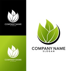 green leaf icons design template vector