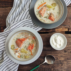 soup with fish and cream