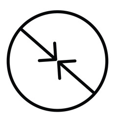 Obraz premium Simple thin line arrows pointing diagonally to the centre in a button. Royalty-free.