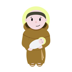 Santo Antônio de Pádua com menino Jesus - Ilustração Vetorial