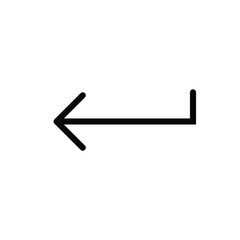 Simple thin line arrow pointing left on a white background. Royalty-free.