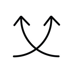 Simple thin line curved arrows pointing up on a white background. Royalty-free.