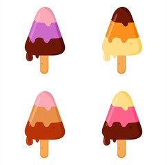 Vector illustration set of ice cream with various flavors, food and culinary themes, suitable for advertising of food products