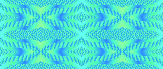 Waves on a background of diamonds on a blue patterned background. Use for design and textures.