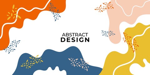 Creative hand drawn abstract background design. Minimal trendy style colorful geometric shapes. It is suitable for banner, poster, greeting card, social media post, etc.