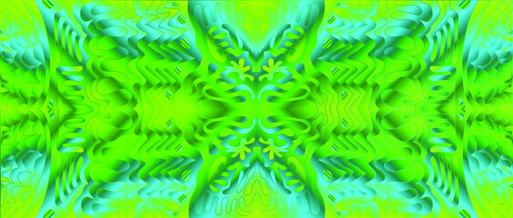 Floral green ornament on a blue background. Use for design and textures.