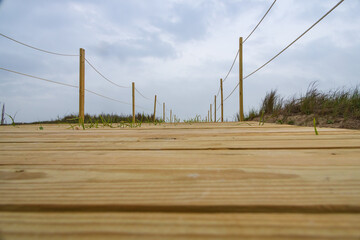 Wooden boardwalk to the beach

