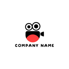 Fototapeta premium Movie projector and emoji combination logo