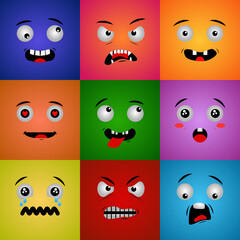 Set of cartoon face expression illustration