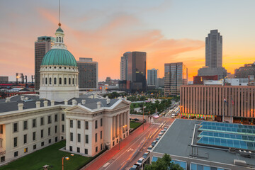 St. Louis, Missouri, USA downtown cityscape with the Old Courthouse