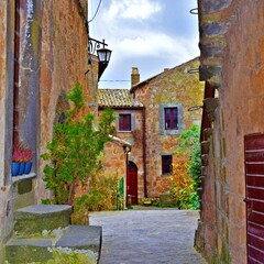 Obraz na płótnie Canvas landscape of the medieval village of Civita di Bagnoregio in Viterbo, Italy