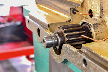 Broken and disassembled cnc machine. Repair of mechanical metalw