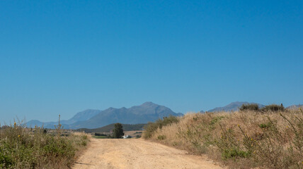 Panorama of hills and mountains with the fog clouds between Tetouan city
