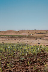 Panorama of hills and mountains with the fog clouds between Tetouan city
