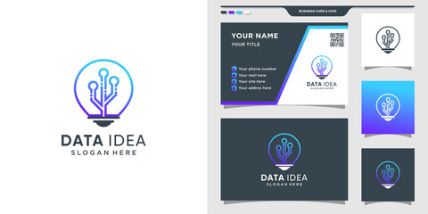 Symbol of lightbulb for technology data. Tech idea logo and business card design Premium Vector
