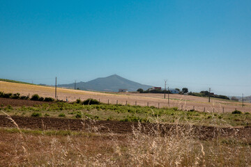 Panorama of hills and mountains with the fog clouds between Tetouan city
