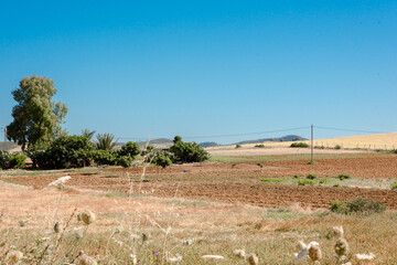 Panorama of hills and mountains with the fog clouds between Tetouan city
