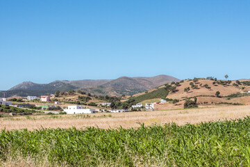 Panorama of hills and mountains with the fog clouds between Tetouan city
