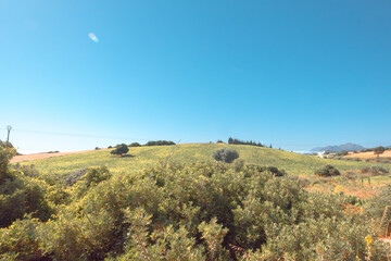 Panorama of hills and mountains with the fog clouds between Tetouan city
