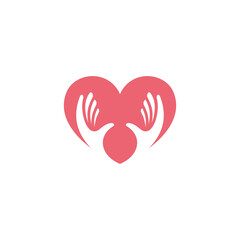 Simple hand love and care logo template ready for use