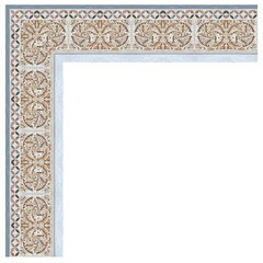 Old carved stone frame, on white background for easy selection, taken from the medieval frieze of the facade of Pisa Cathedral  (Italy - Tuscany - Pisa city)