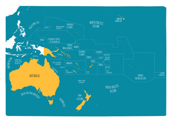 Colorful vector map of Oceania. Cartoon style © LaraFields