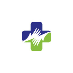 Hand medical care logo design template ready for use