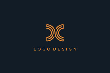 Abstract Initial Letter D and C Infinity Logo. Monogram Geometric Line DC Linked Letter isolated on Blue Background. Usable for Business and Branding Logos. Flat Vector Logo Design Template Element.