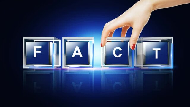 Fact letter written on glass cube