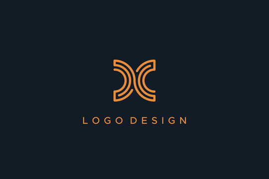 Abstract Initial Letter D and C Infinity Logo. Monogram Geometric Line DC Linked Letter isolated on Blue Background. Usable for Business and Branding Logos. Flat Vector Logo Design Template Element.