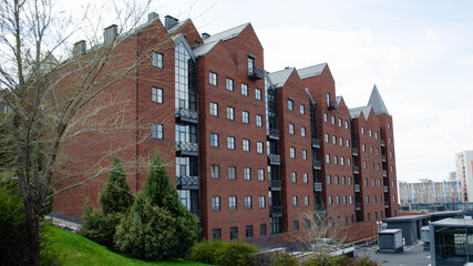 red building in the city