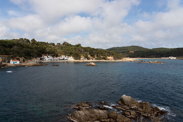 Fototapeta na wymiar View of the small creek of Cala S'Alguer. Landscapes and details of the Coast Brave (Costa Brava) in Girona (Spain)