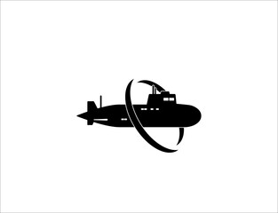 Black Submarine icon isolated on white background. Military ship. Logo design template element.