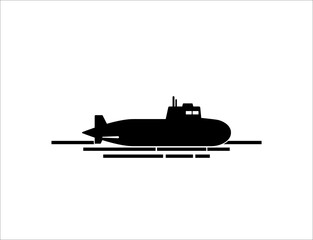 Black Submarine icon isolated on white background. Military ship. Logo design template element.
