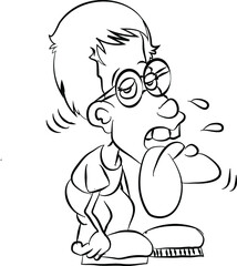 weak tired fed up exhausted person stopped moving due to lack of health