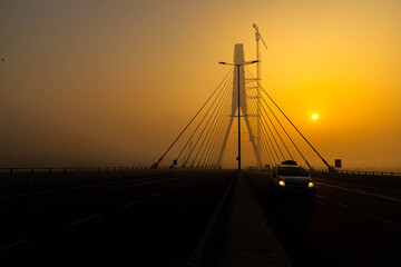 signature bridge at yamuna river,delhi.
