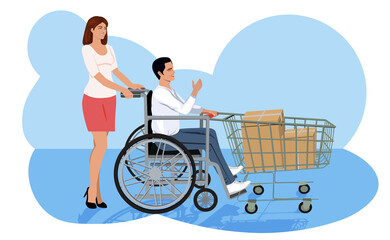 A person with disabilities makes purchases.