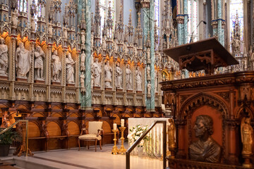 Interior of Notre-Dame Cathedral Basilica is a Roman Catholic minor basilica in Ottawa, Ontario,...