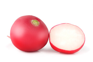 Radish and a half isolated on white background
