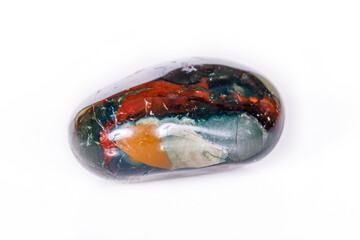 Macro mineral stone aventurine blue on white background